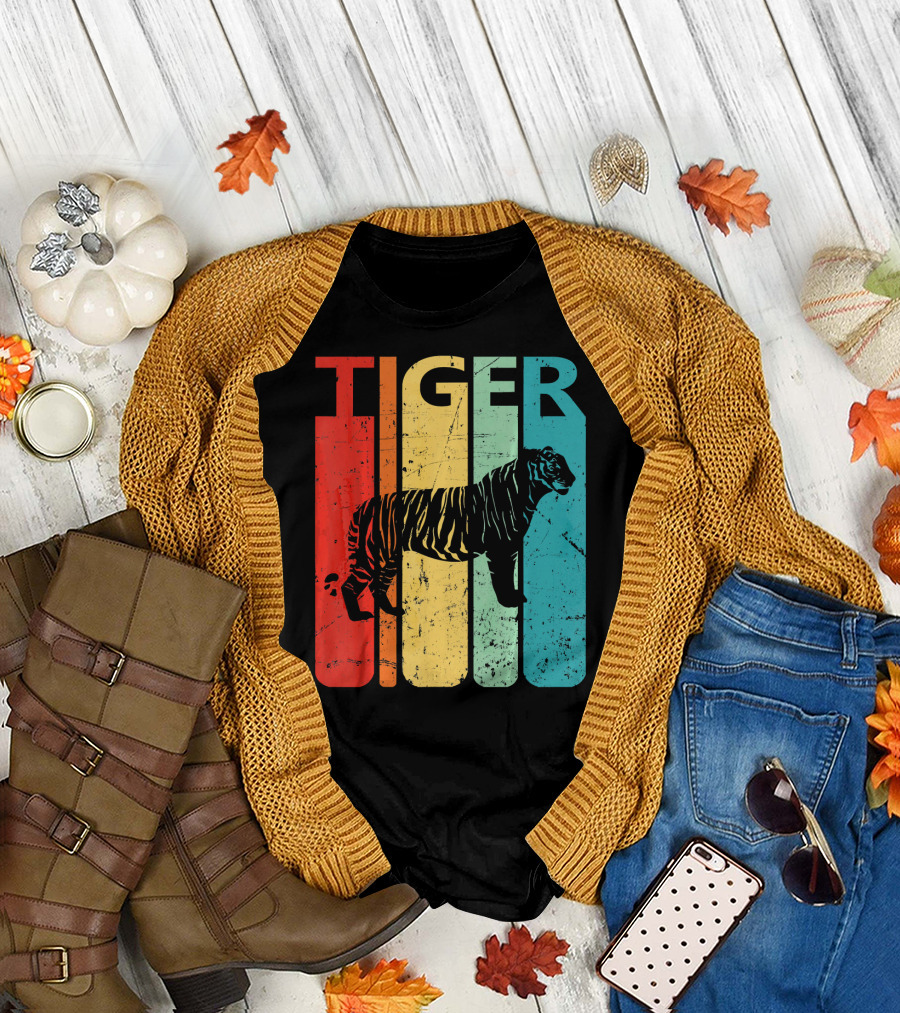 Retro Vintage Tiger Graphic Funny Anim T-Shirt