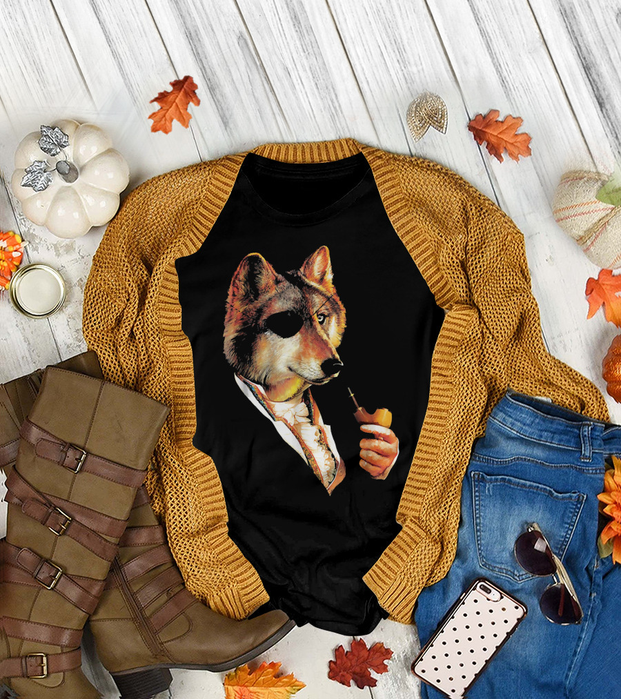 The Wolf Father Pipe Smoking Aristocrat T-Shirt
