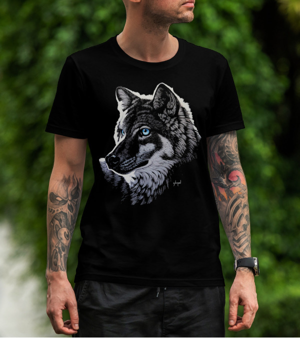 Schim Schimmel Original Artwork Blue Eyed Wolf T-Shirt