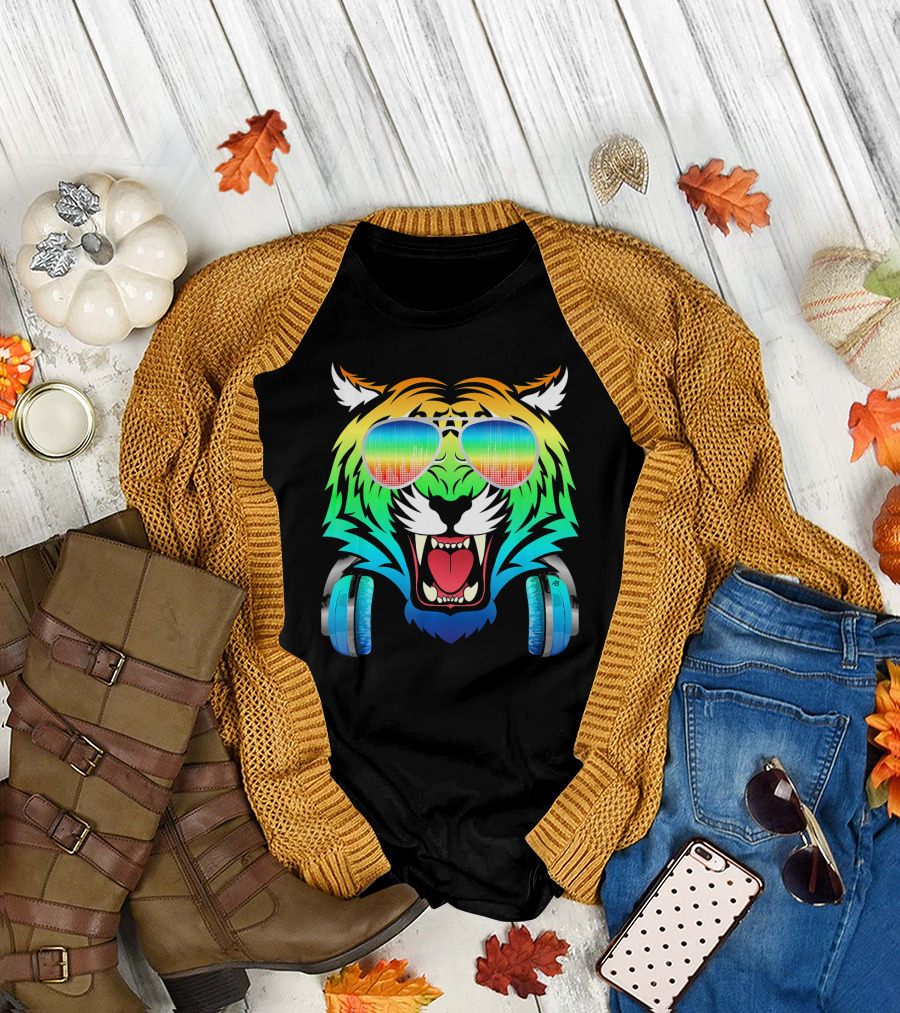 Tiger Forest Co Music Producer with Headphones T-Shirt
