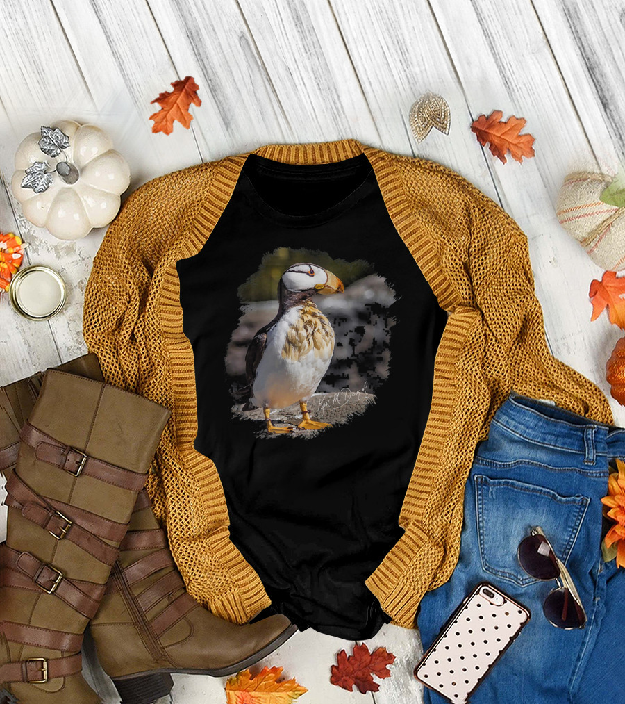 Puffin on Rocks Kurt M Dobbins T-Shirt