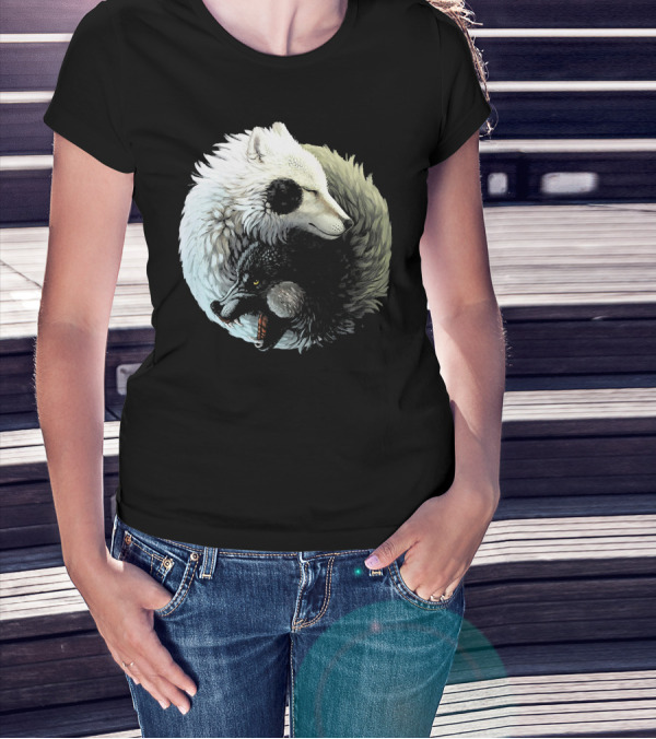 Dreaming Yin Yang Dragon Wolf Harmony T-Shirt