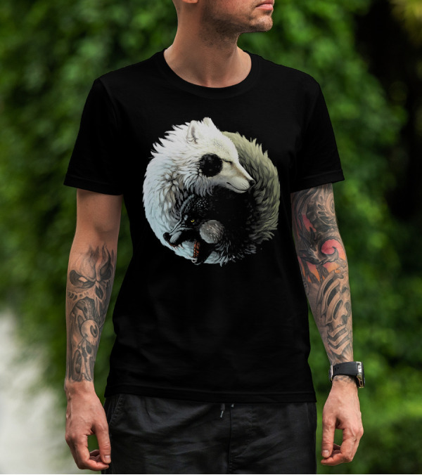 Dreaming Yin Yang Dragon Wolf Harmony T-Shirt