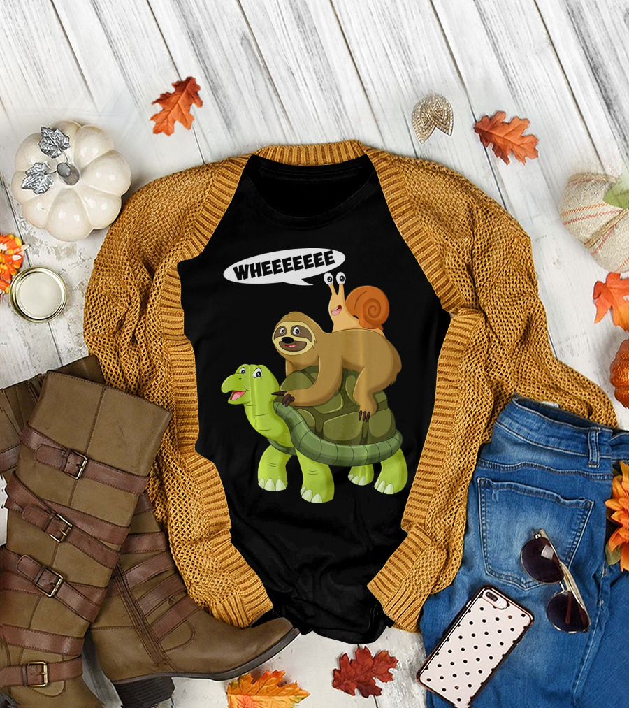 Wheeeeee Sloth Turtle Snail Triad Funny Cute T-Shirt