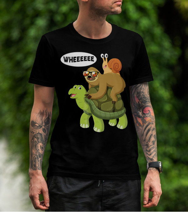 Sloth, Turtle, Snail Piggyback Ride Adventure Wheeeee T-Shirt