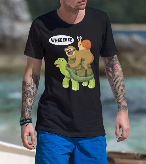 Sloth, Turtle, Snail Piggyback Ride Adventure Wheeeee T-Shirt