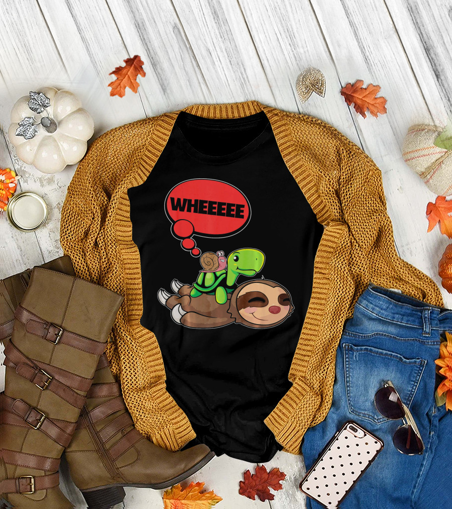 Wheeeee Funny Sloth Turtle Snail Cute Sloth T-Shirt