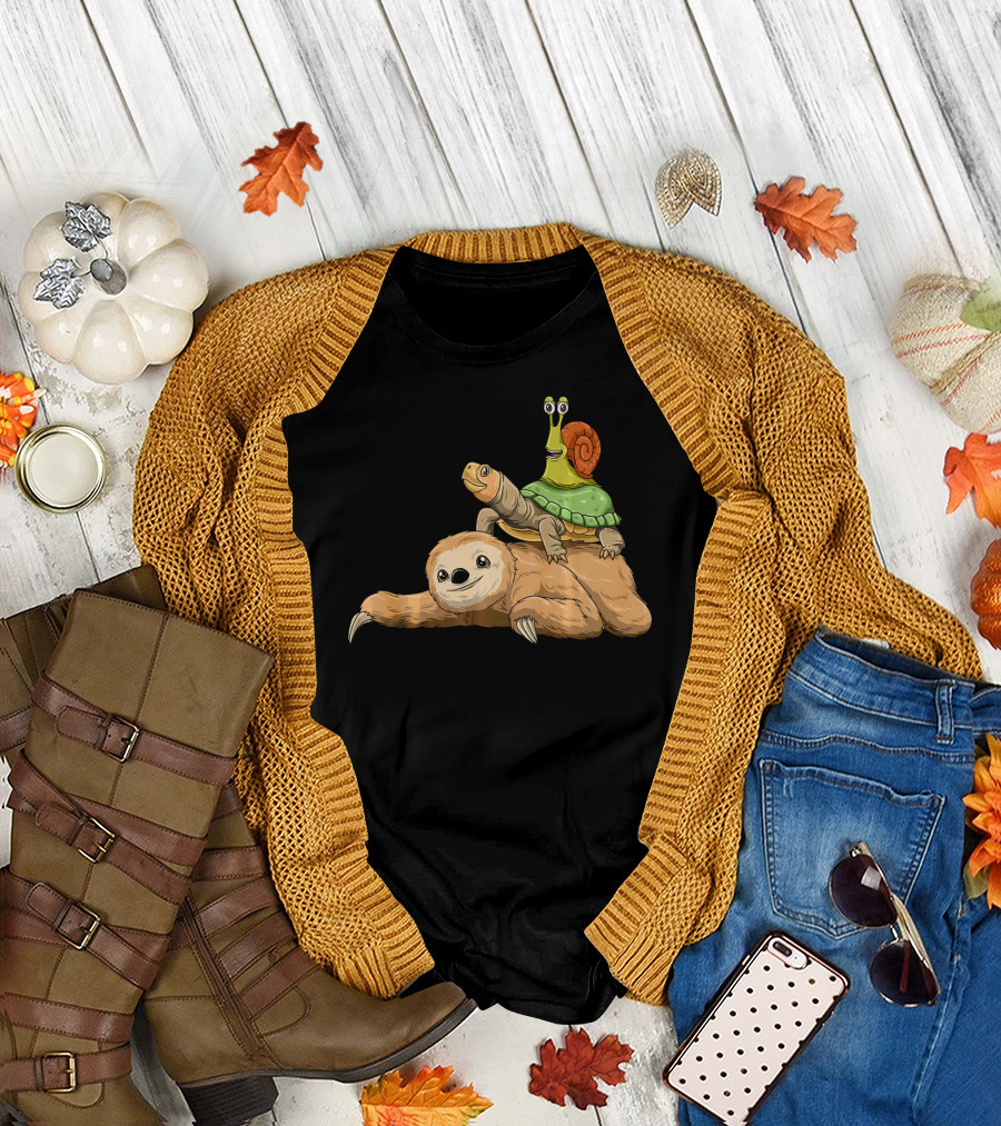 Running Sloth Turtle Snail Lovers T-Shirt