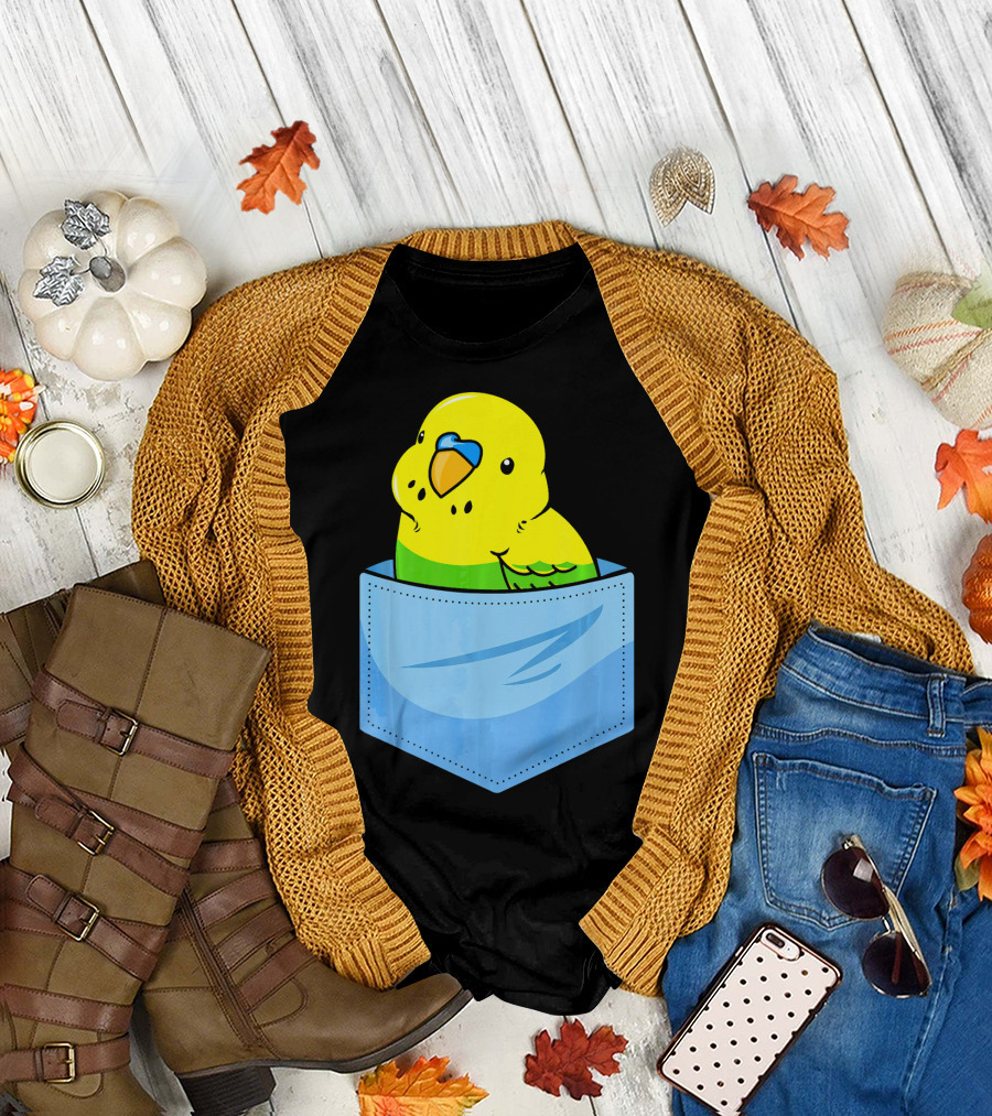 Parakeet in Blue Pocket T-Shirt