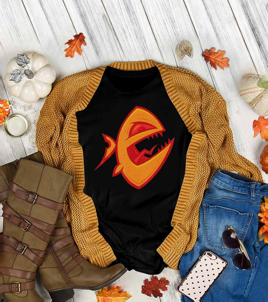 Piranha Red and Orange Fierce Fish T-Shirt