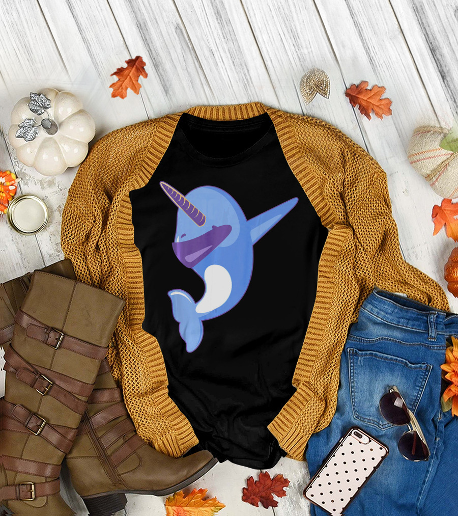 Unicorn Dolphin Shirt Cute Hybrid Cartoon Narwhal Fantasy T-Shirt
