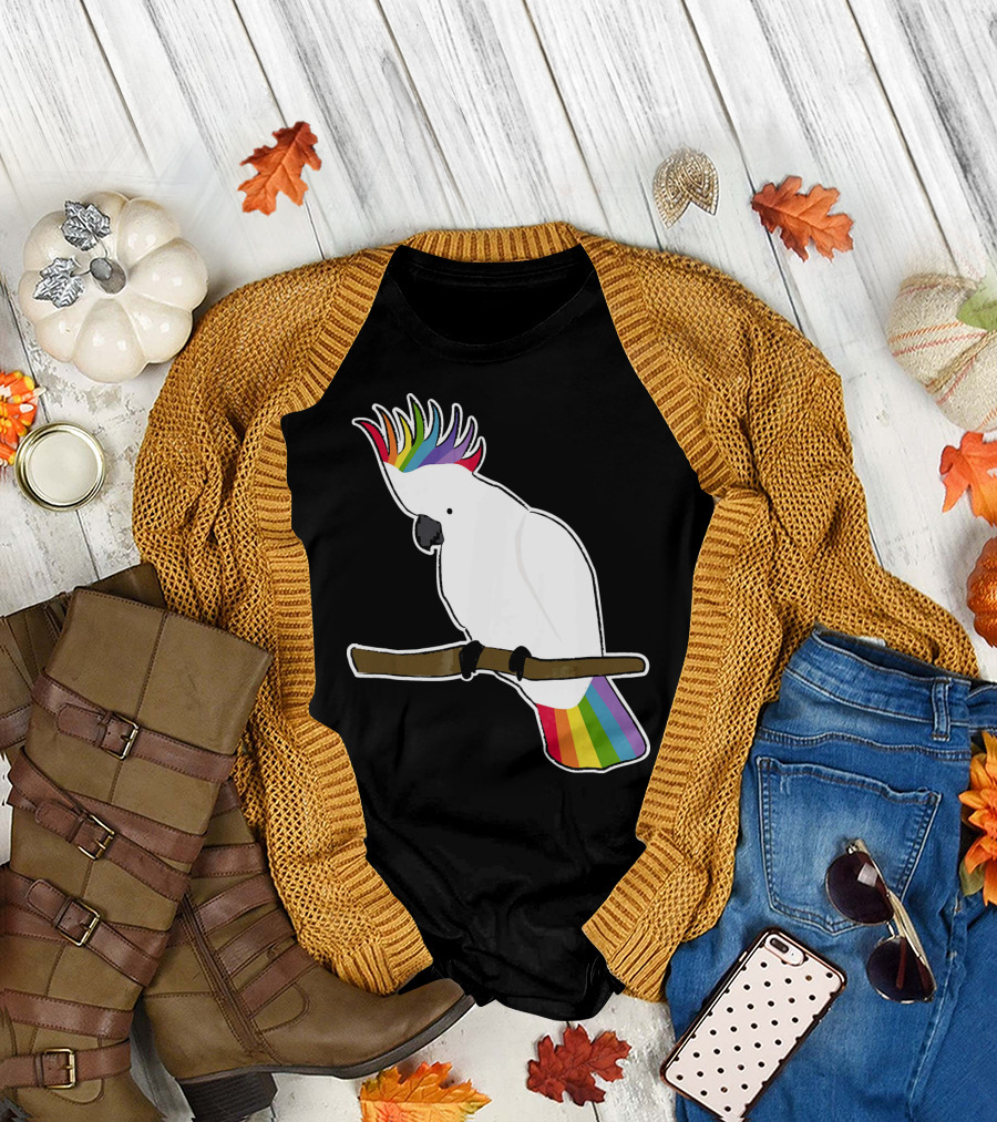 Rainbow Cockatoo Bird on Branch T-Shirt