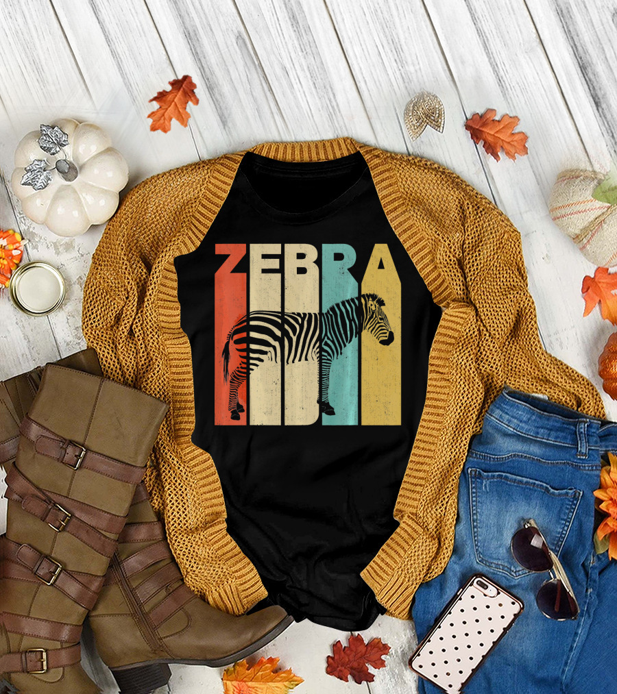 Retro Vintage Zebra Stripes Color Blocks T-Shirt