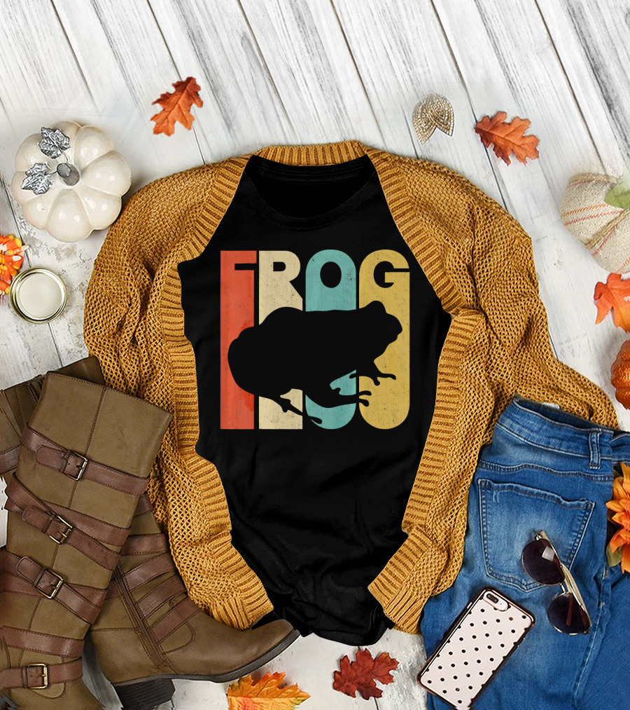 Vintage Retro Frog Silhouette Bold Letters T-Shirt
