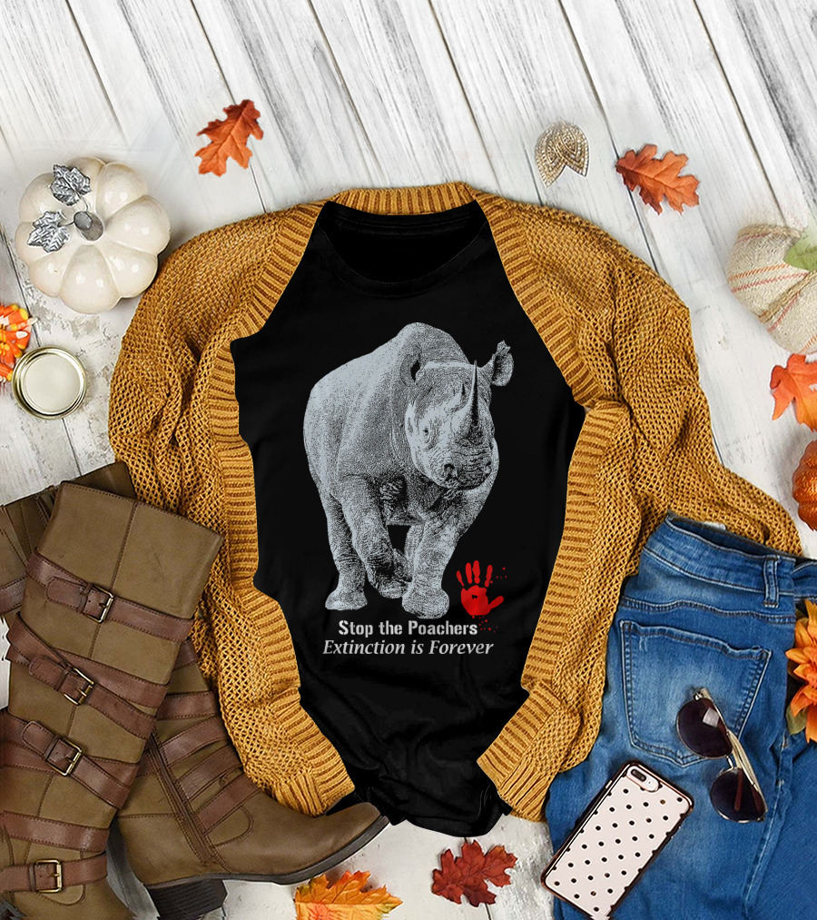 Stop the Poachers Black Rhino Extinction is Forever T-Shirt