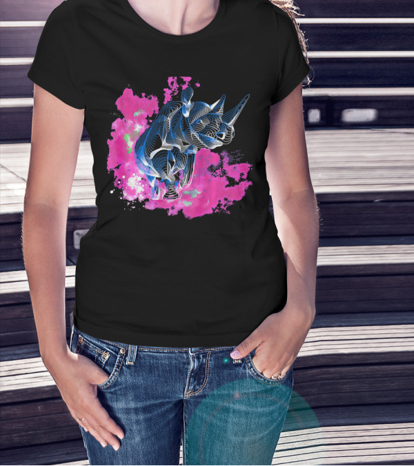 Colors Rhino Vibrant Pink And Blue Abstract T-Shirt