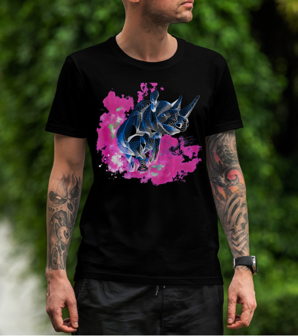 Colors Rhino Vibrant Pink And Blue Abstract T-Shirt