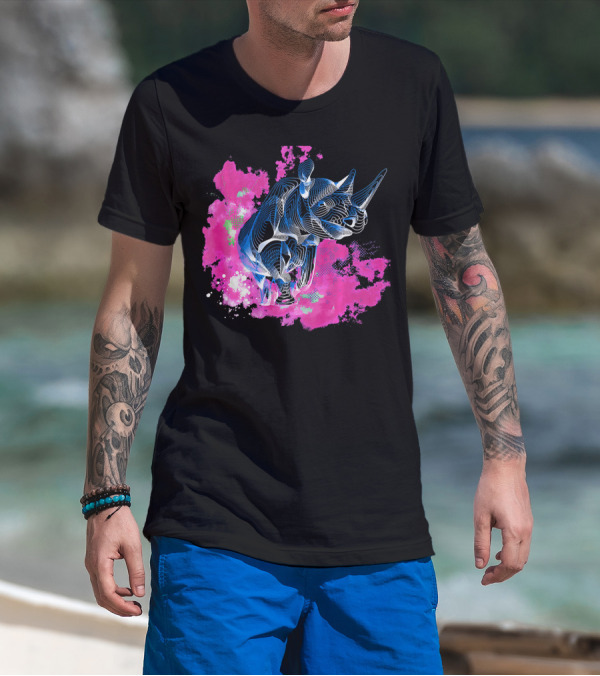 Colors Rhino Vibrant Pink And Blue Abstract T-Shirt