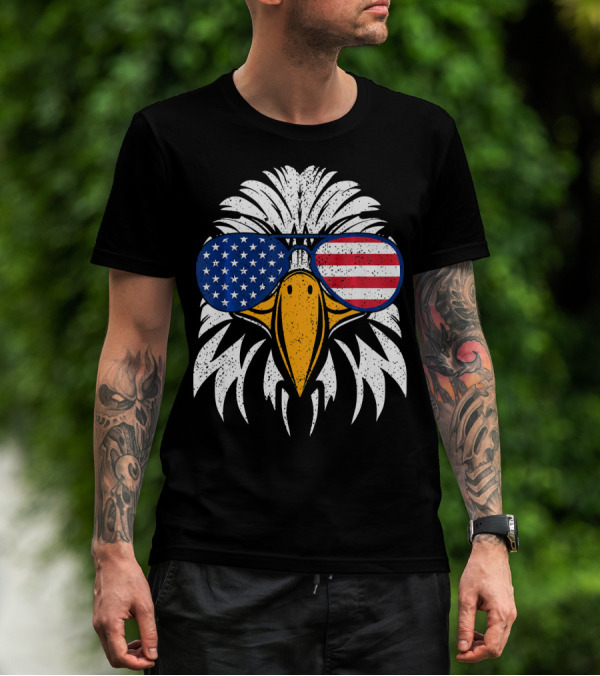 4th Of July American Flag Sunglasses Bald Eagle Patriotic America T-Shirt