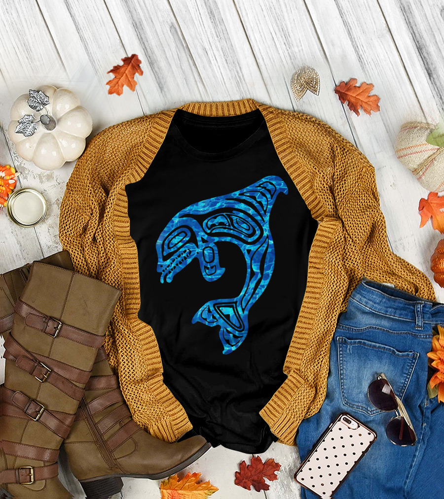 Blue Water Orca Killer Whale Pacific Nor Tribal T-Shirt
