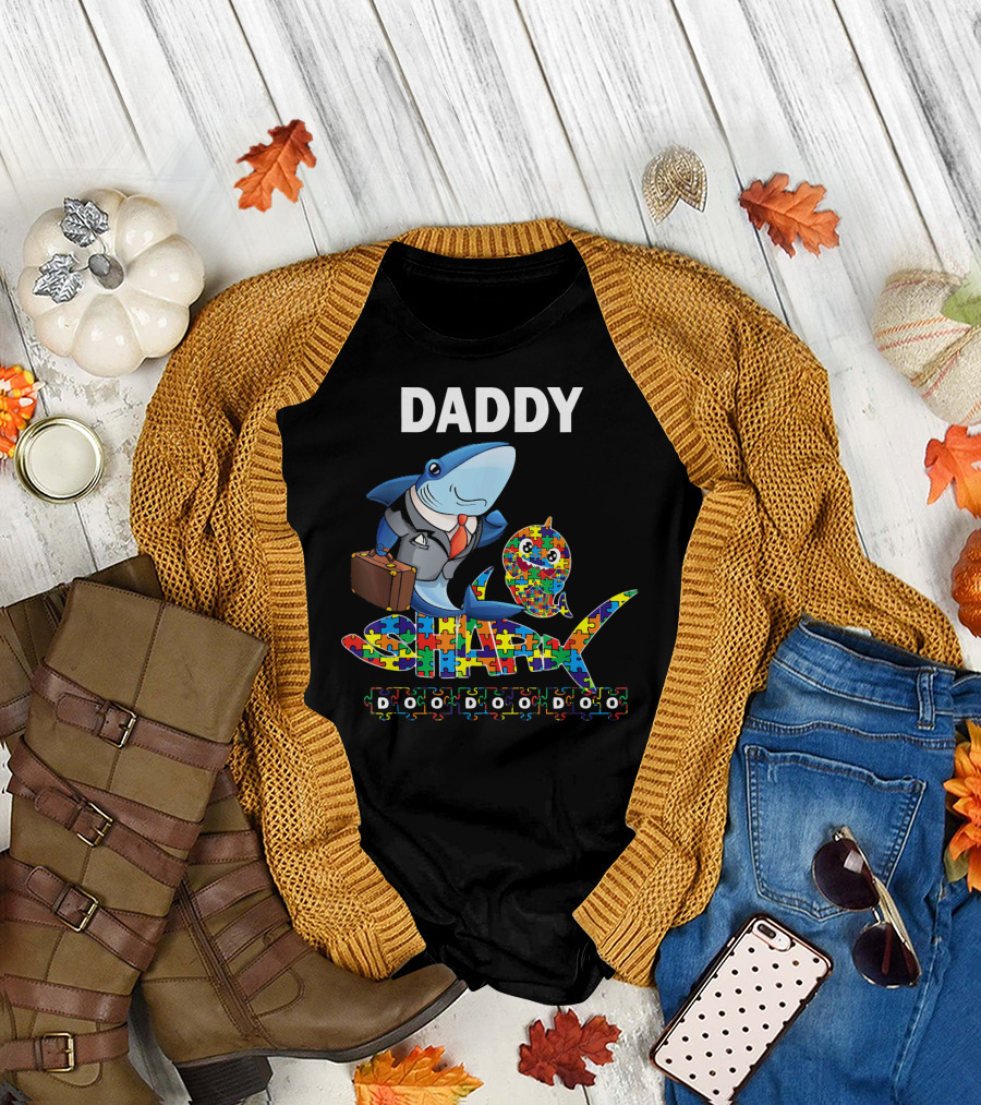 Daddy Shark Autism Puzzle Suit Doo Doo Doo T-Shirt