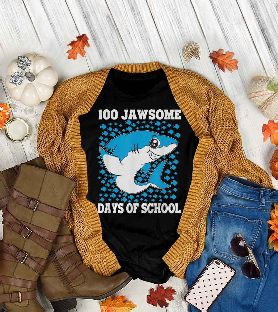 100 Jawsome Days of School Boys Shark T-Shirt