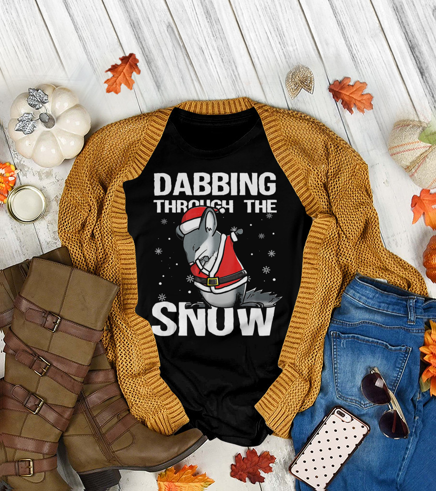 Dabbing Through the Snow Chinchilla Santa Claus T-Shirt