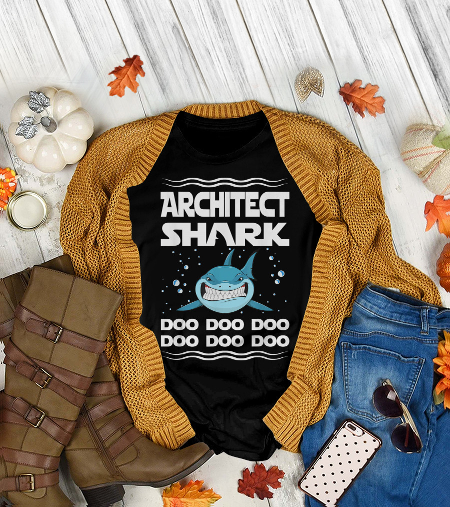 Architect Shark Doo Doo Doo Smiling Cartoon Bubbles T-Shirt
