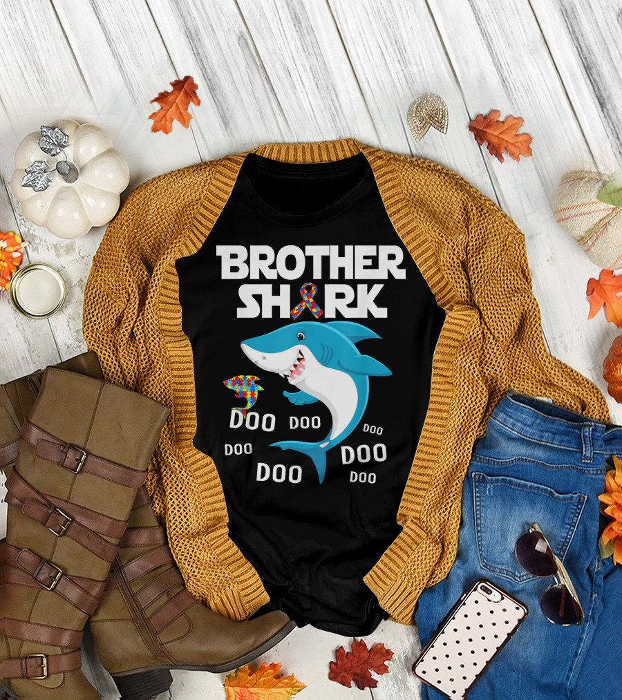 Brother Shark Autism Awareness Doo Doo Doo T-Shirt
