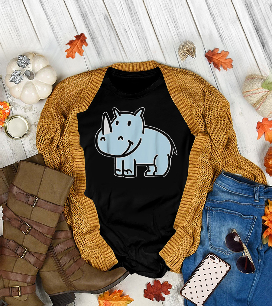 Comic Rhino Cartoon Playful Rhino T-Shirt