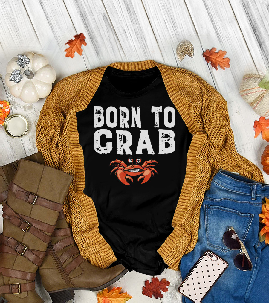 Born to Crab with Smiling Cartoon Crab T-Shirt