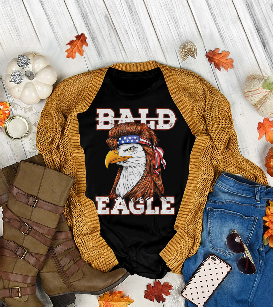 Bald Eagle Mullet USA Headband T-Shirt