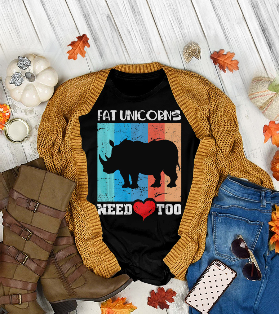 FAT UNICORNS NEED LOVE TOO CUTE RHINO HEART T-Shirt