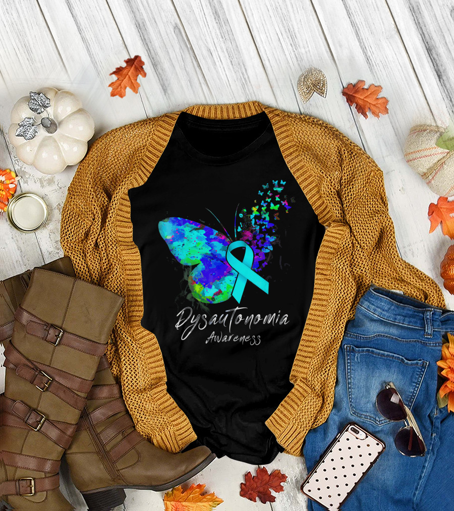 Dysautonomia Awareness Butterfly Teal T-Shirt
