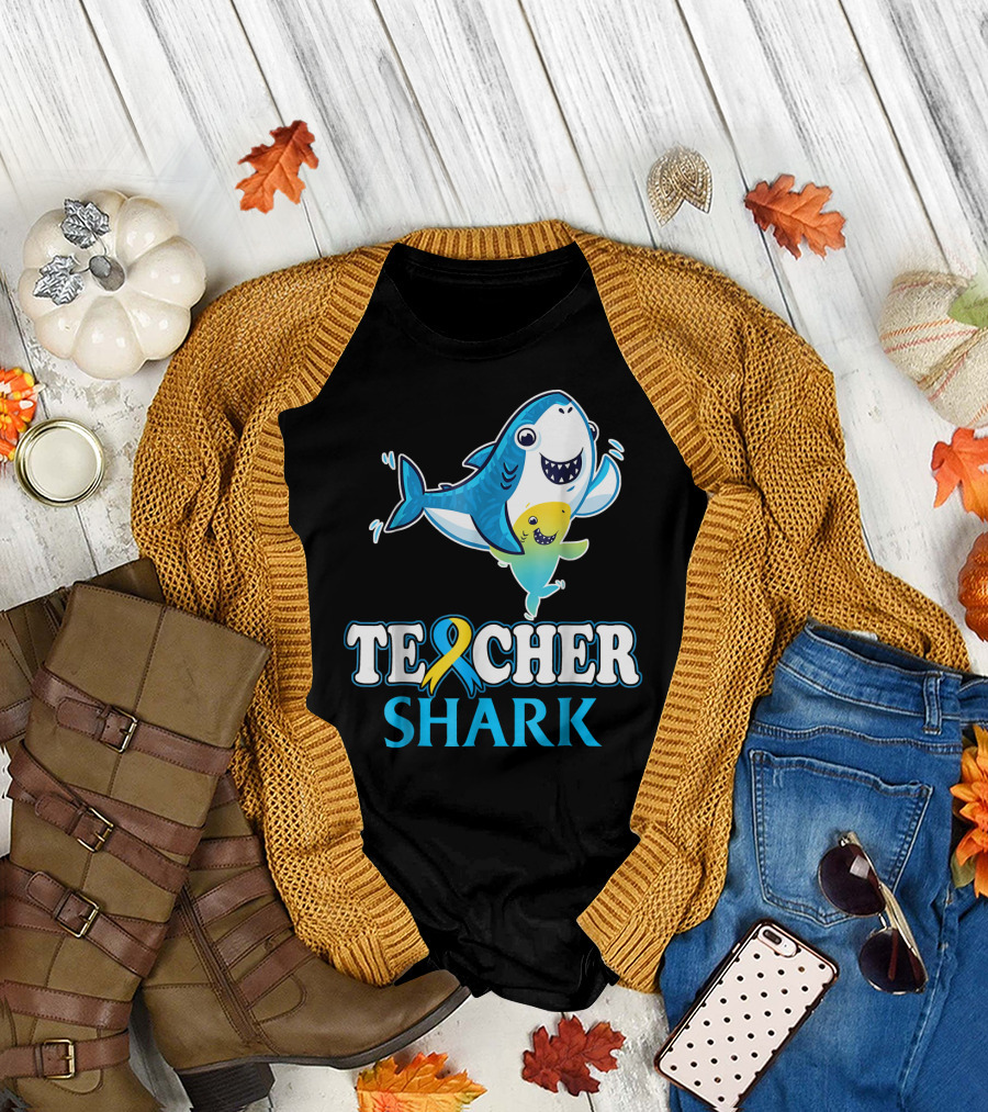 Teacher Shark Down Syndrome Awareness Shark T-Shirt