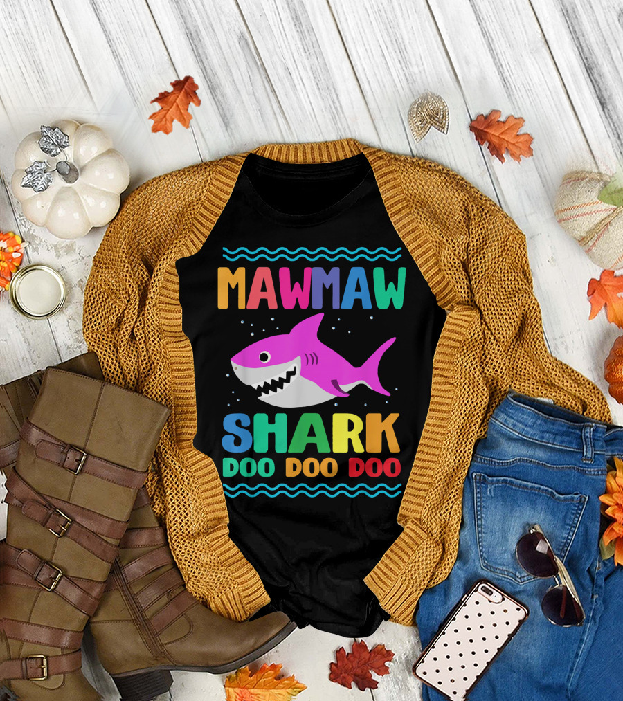 Mawmaw Shark Doo Doo Doo Colorful Cartoon T-Shirt