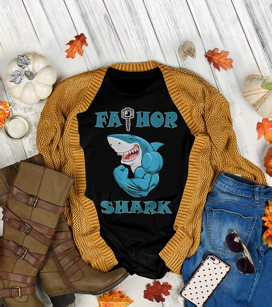 Fathor Shark Men's Dad Father Mighty Hammer Shark T-Shirt