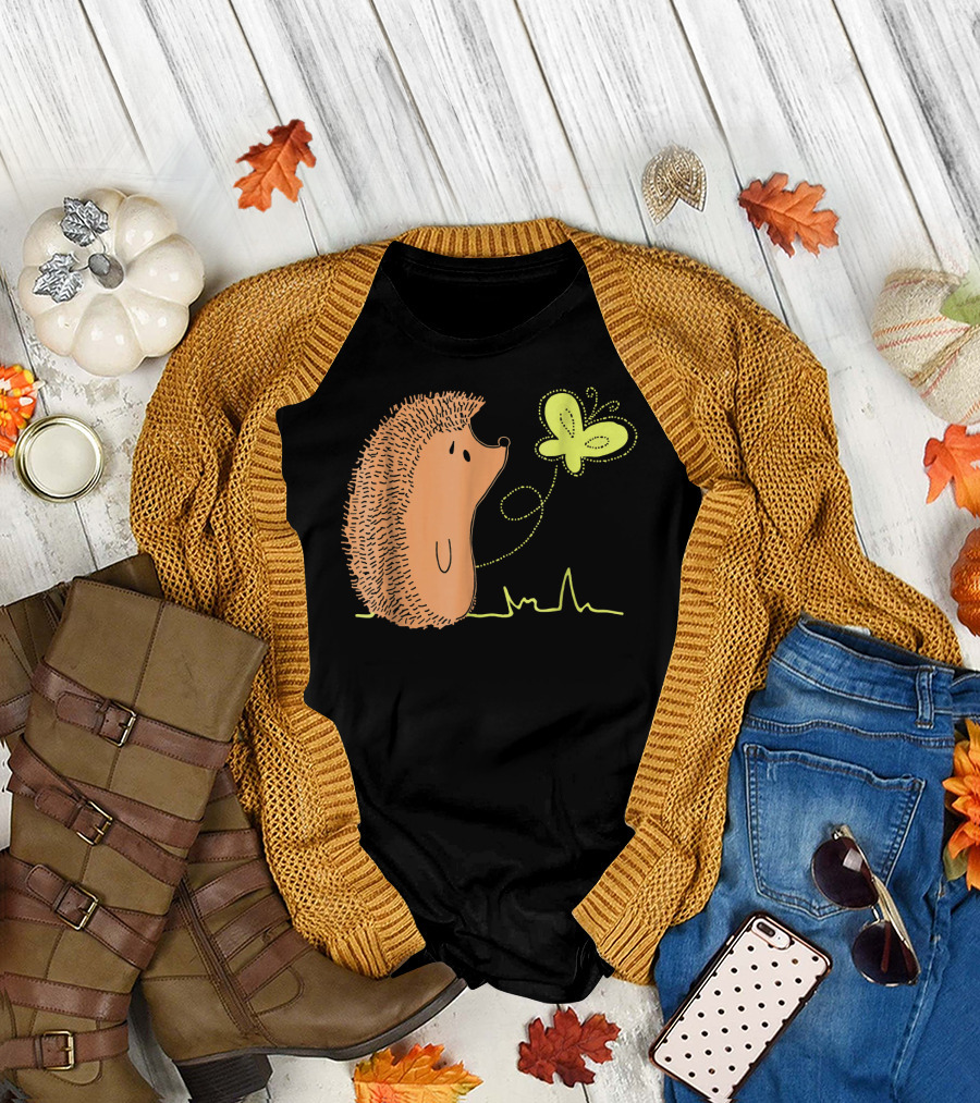 Vintage Hedgehog and Butterfly Friendship T-Shirt