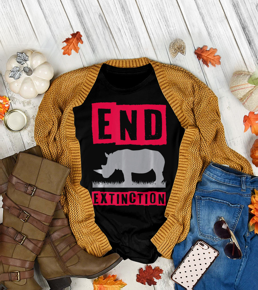 End Extinction Endangered Wildlife Rhino Conservation T-Shirt
