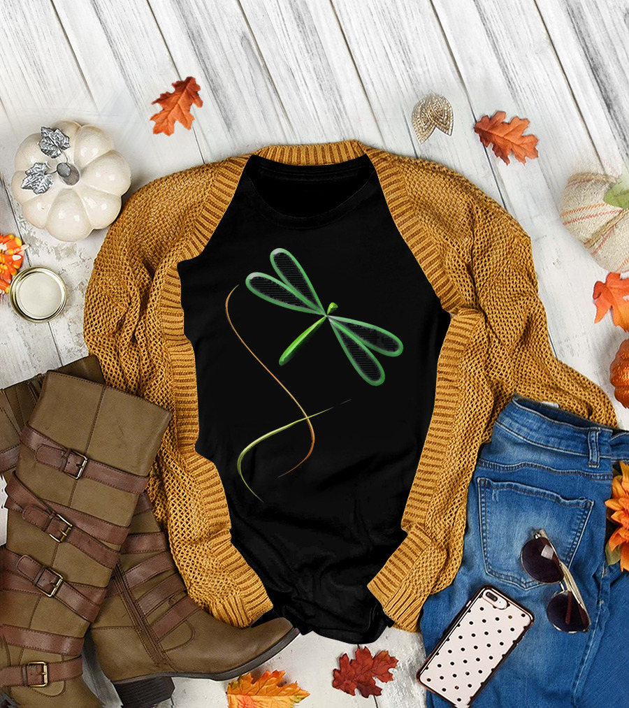 Fun Vibrant Dragonfly with Swirling Lines T-Shirt