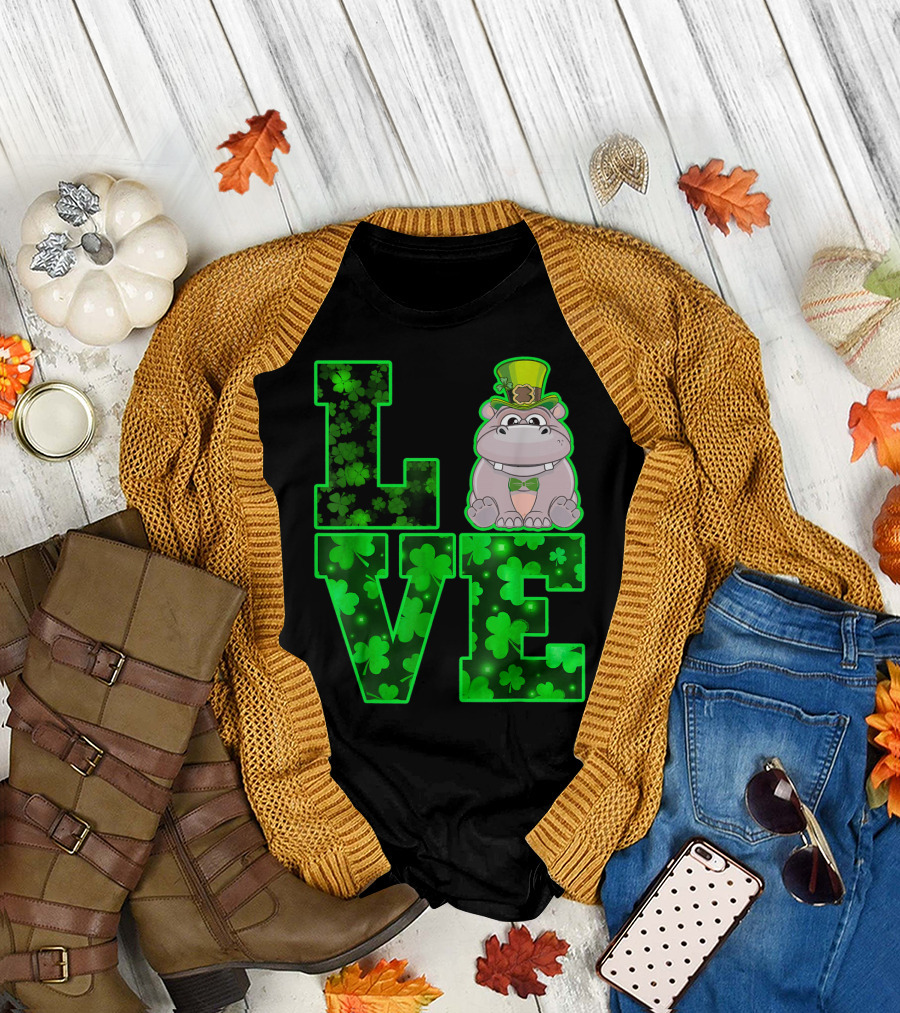 LOVE HIPPO Shamrock Leprechaun St. Patrick's Day T-Shirt