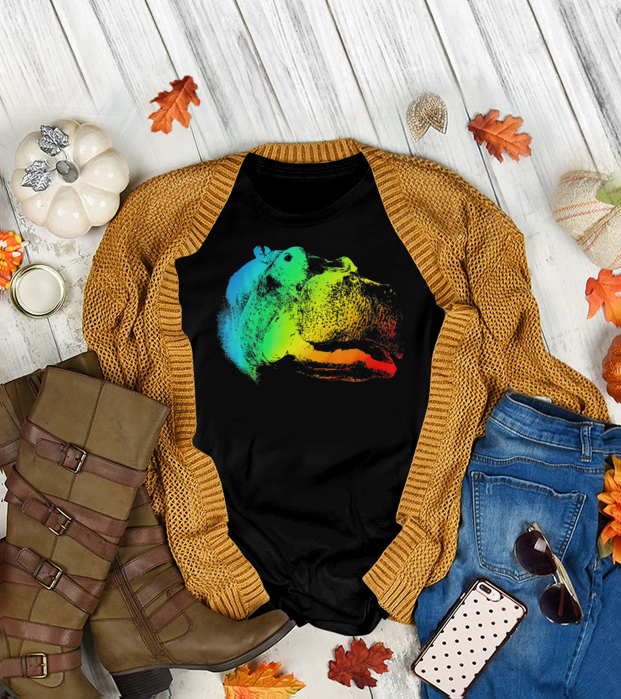 HIPPOPOTAMUS Vibrant Rainbow Colors T-Shirt