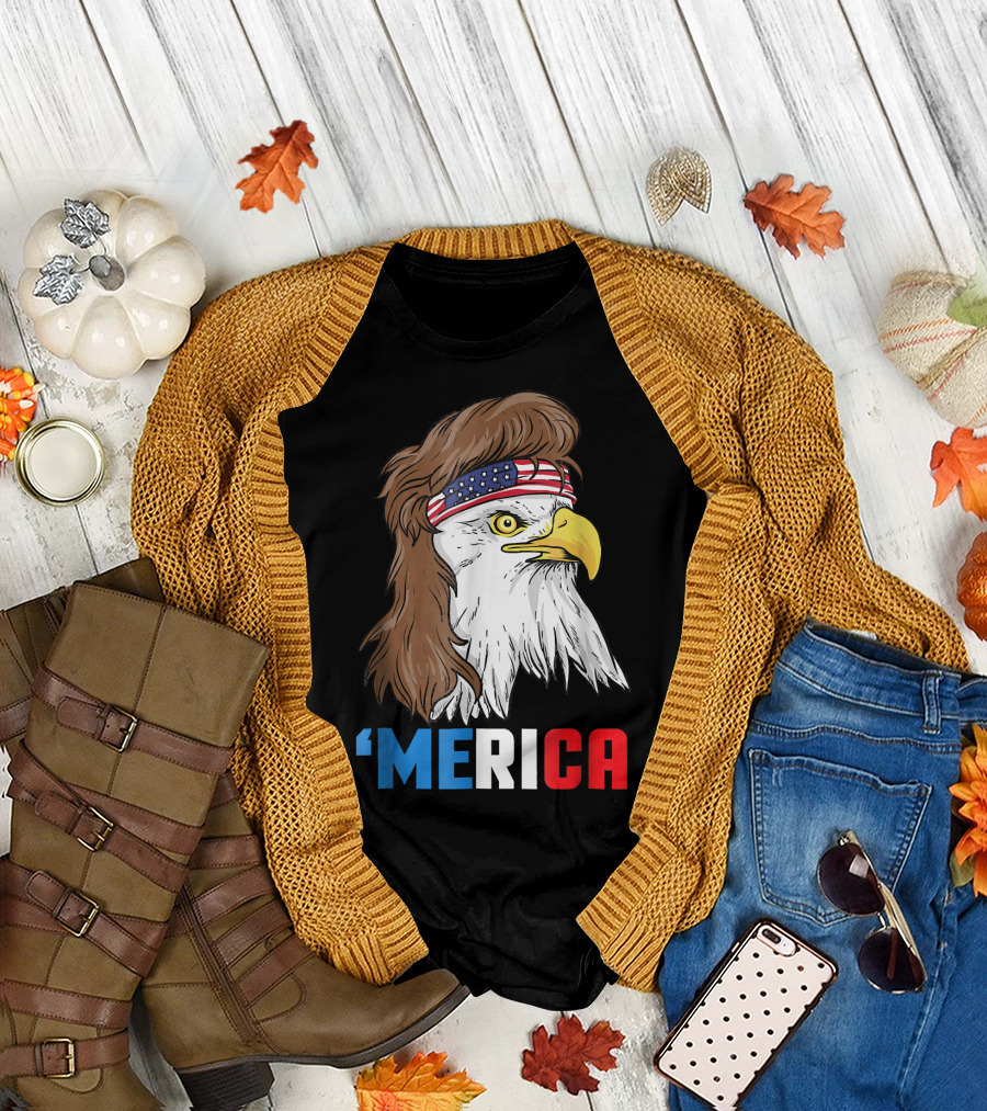 Merica Patriotic Mullet Eagle T-Shirt