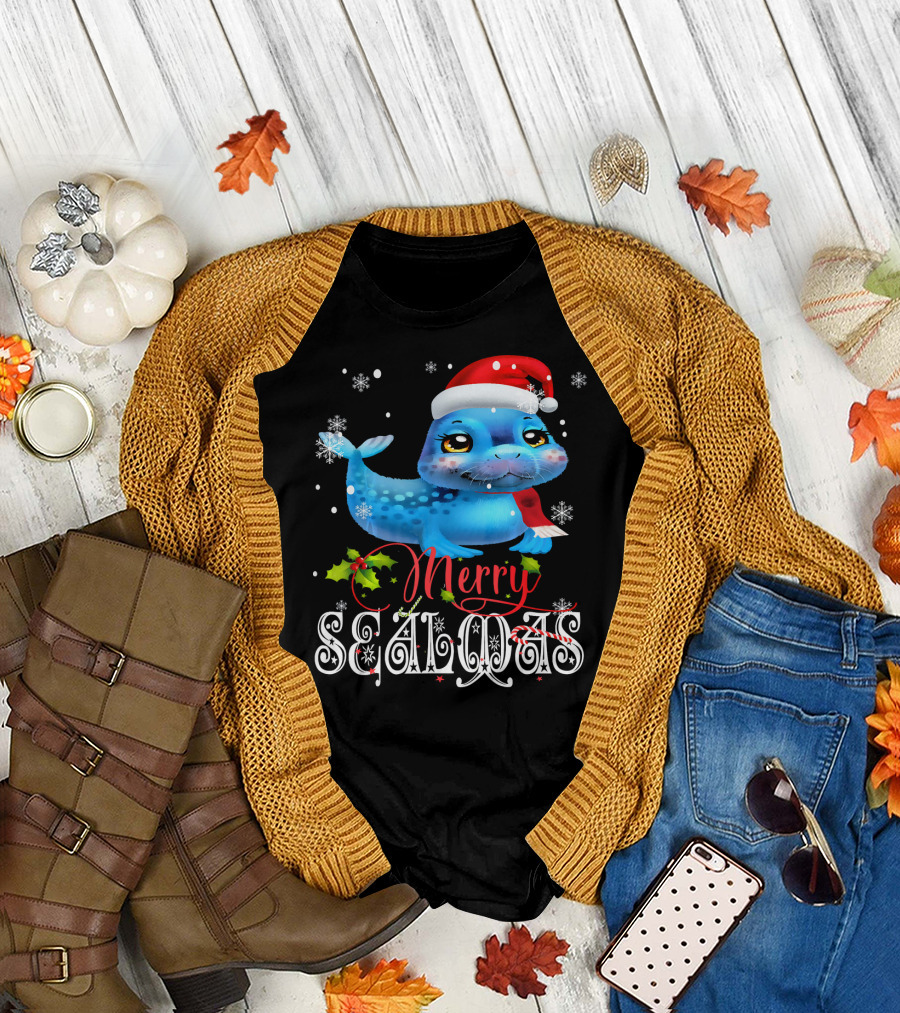 Merry Sealmas Matching Family Christmas Seal T-Shirt