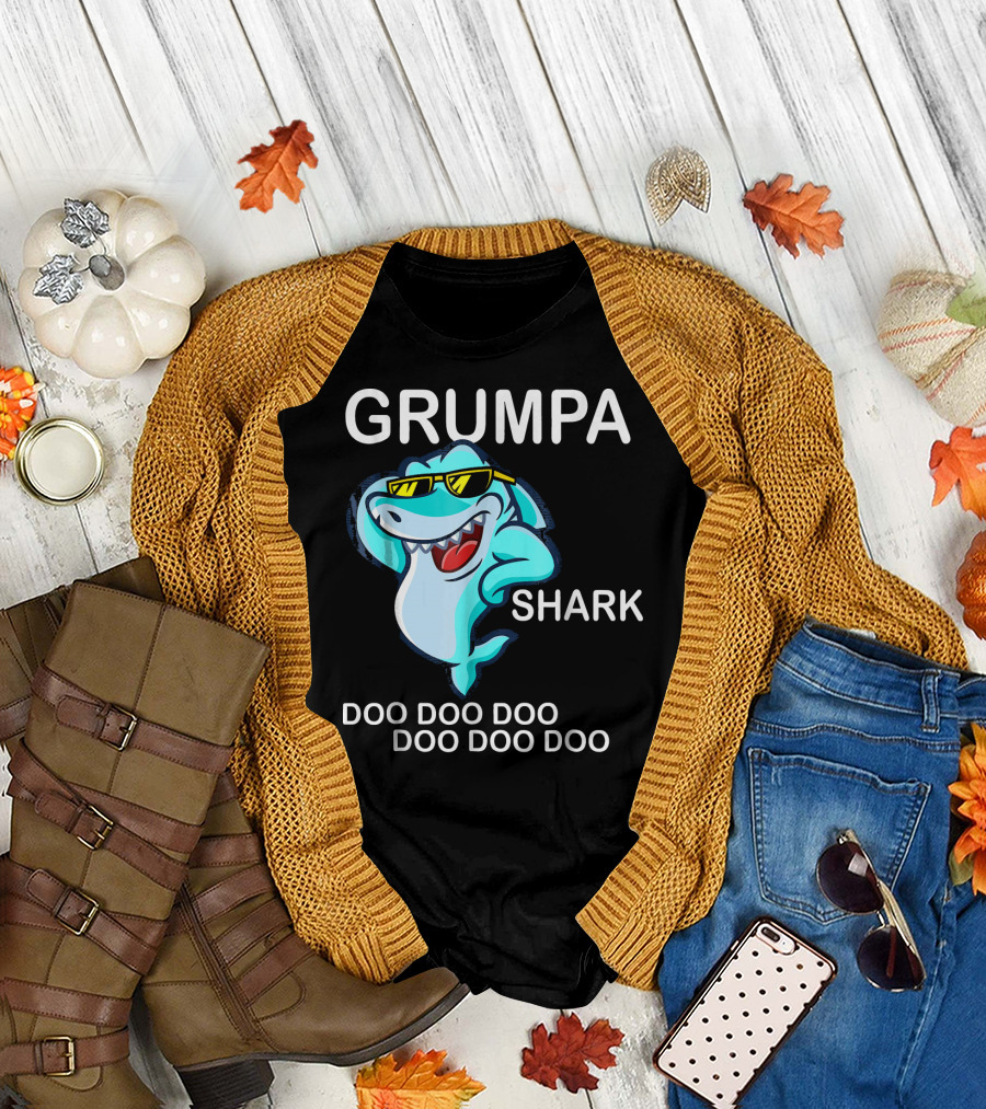 Grumpa Shark Doo Doo Doo Sunglasses Cartoon T-Shirt