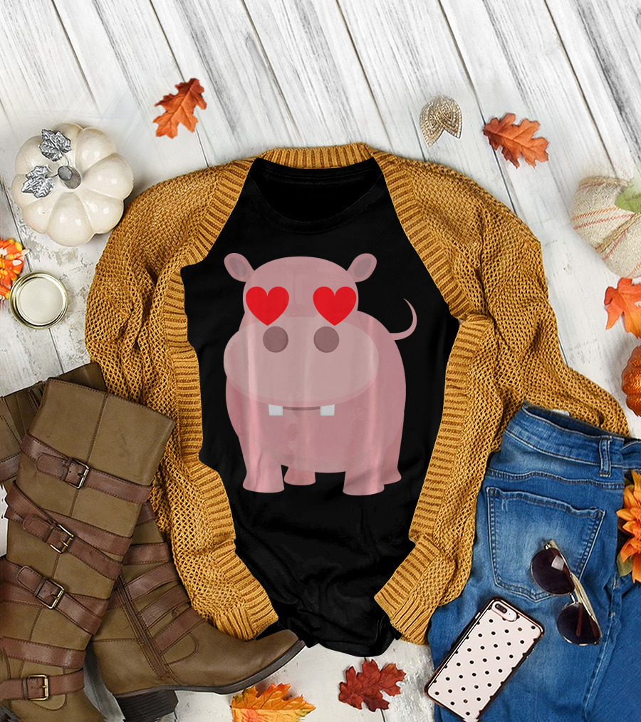 Hippopotamus Heart Eye Hip Love T-Shirt