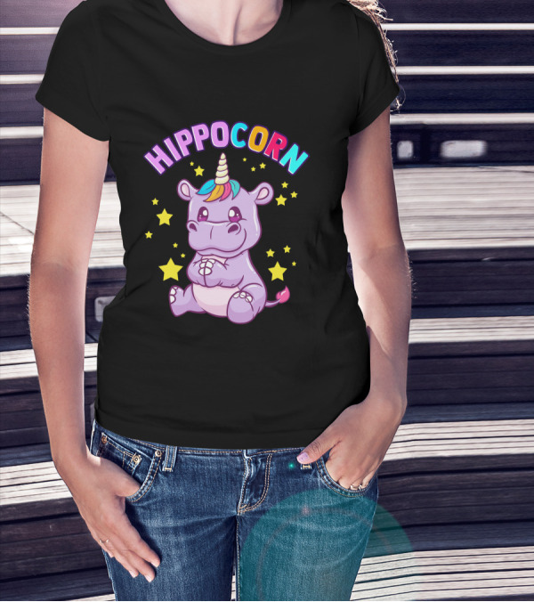HIPPOCORN Hippo Unicorn Hippopotamus T-Shirt