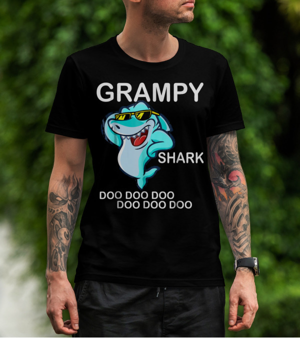 Grampy Shark Doo Doo Doo Sunglasses Cool Fun T-Shirt