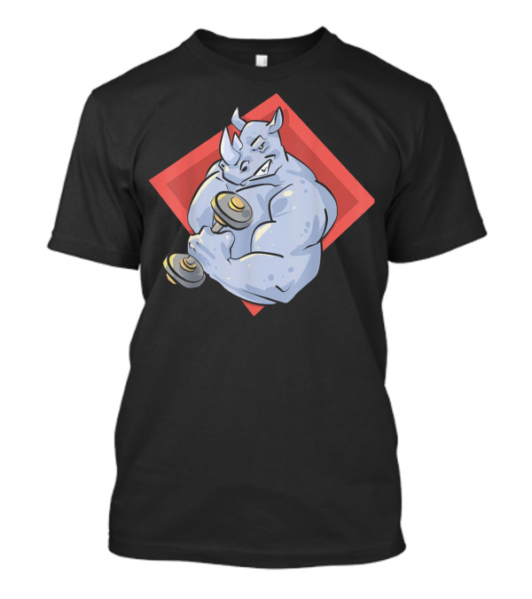 Ripped Rhino Bicep Curl Flexing Gym Fitness T-Shirt