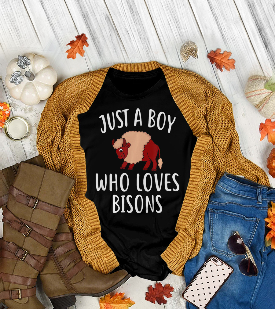 Just A Boy Who Loves Bisons Wild Animal Enthusiast T-Shirt